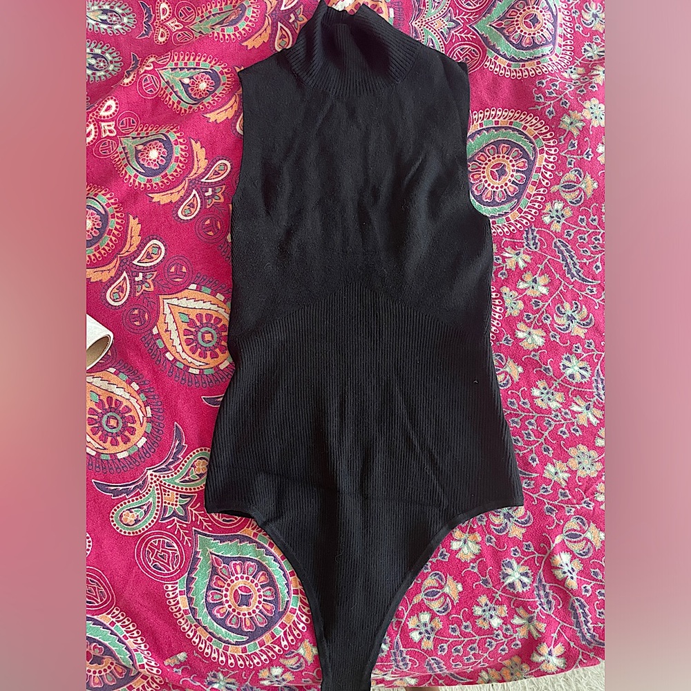Express Body Contour Ribbed Cozy Turtleneck Sleeveless Body Suit